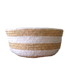 Belly Basket White Striped Natural Seagrass