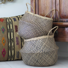 Belly Basket Natural Seagrass/Black Weave Zig Zag