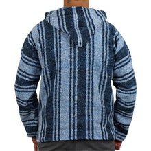Back view of the sky blue baja hoodie