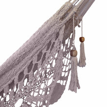 Bondi white hammock fringe close up view