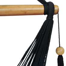 Detail view of the byron black hanging chair