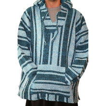 Front view of the blue mexican baja hoodie
