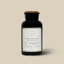 Jar of jasmine green loose leaf green tea