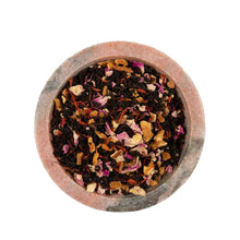 Detail view of leaves of wild earl grey loose leaf tea