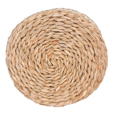 Bottom view of the white seagrass planter baskets with lining
