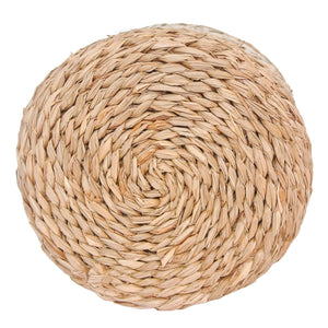 Bottom view of the white seagrass planter baskets with lining