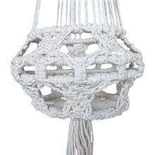 Detail view of the tahlia white macrame plant hanger