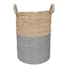 Full view of grey natural tall baskets
