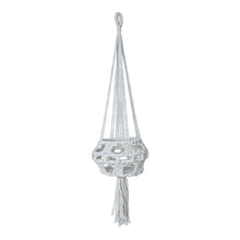 Full view of the tahlia white macrame potholder
