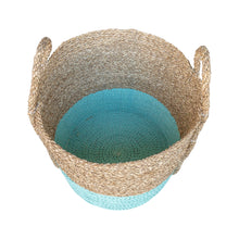 Aqua large basket top view showing the inside of the extra large basket