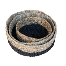 Set of three black low baskets