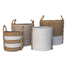 Group of four mixed white large baskets
