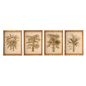 Full view of four vintage palm tree framed print