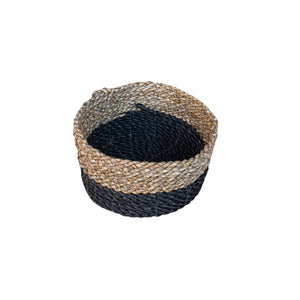 Top view of the small black low basket
