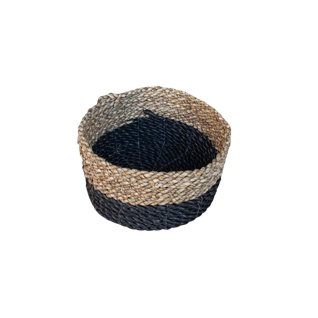 Top view of the small black low basket