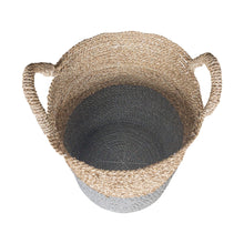 Top view of grey natural tall baskets