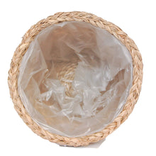 Inside top view of the white seagrass planter basket